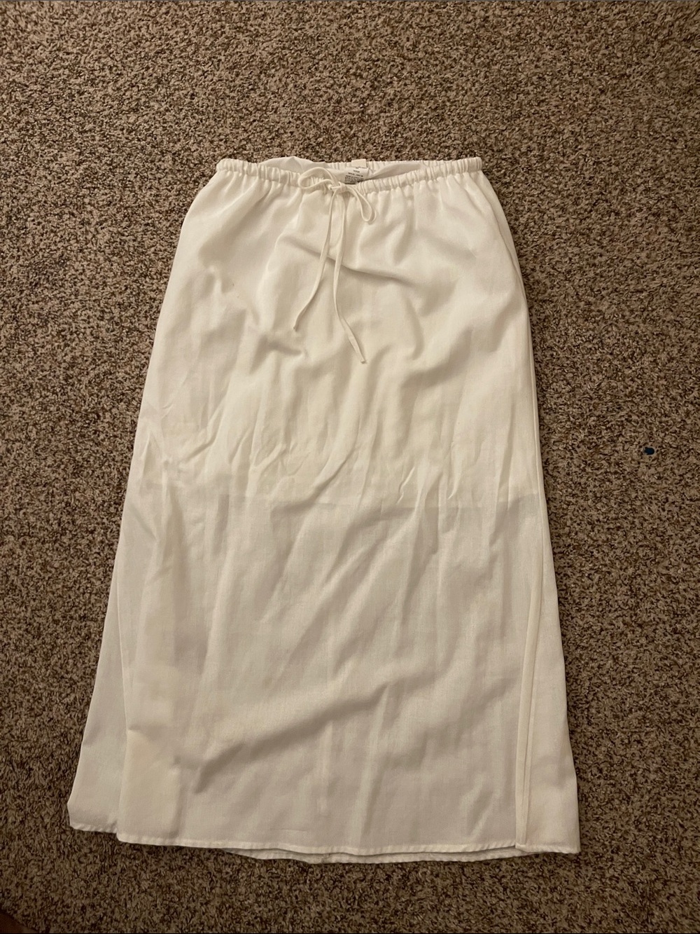 Cream Drawstring Waist Midi Skirt